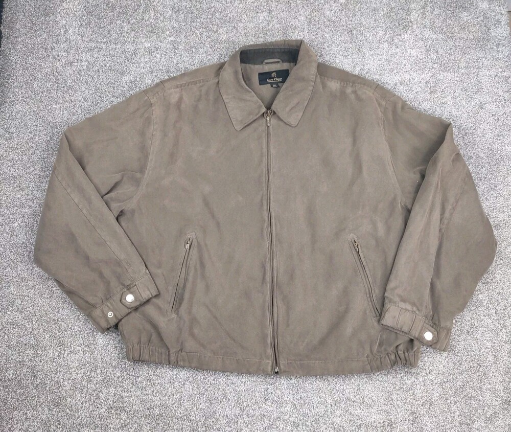 Gary Player Jacket Mens XXL Brown Faux Suede Microfiber Golf Bomber Dress Coat